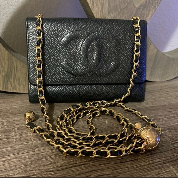 ⚜️🖤Chanel Wallet on a Pearl Crush Style Adjustable Crossbody Chain BumBag Revamp - Picture 3 of 13